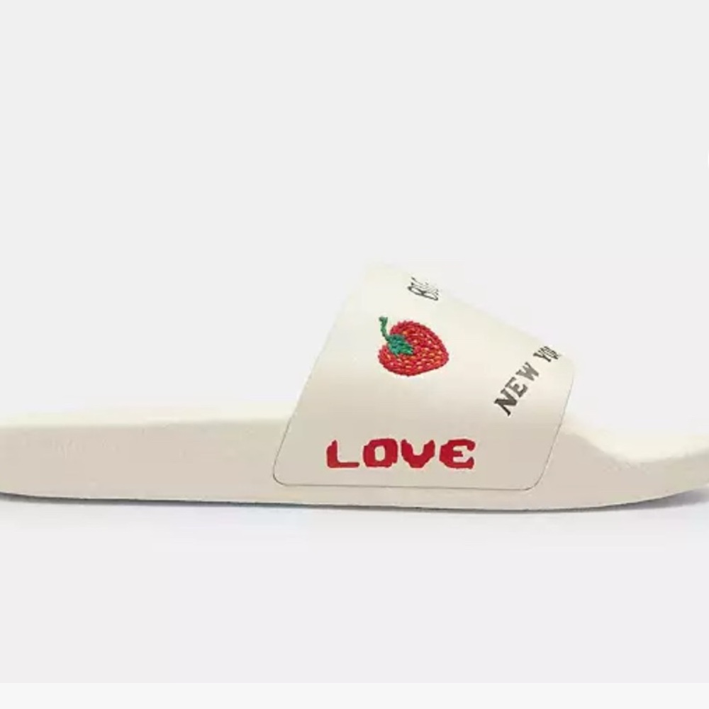 Coach Cream Sandals with Graphic Design - Picture 2 of 14